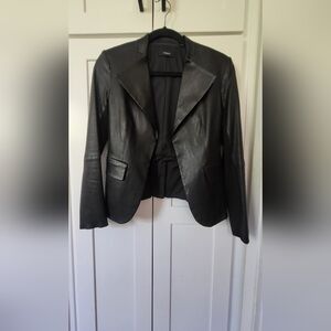 Theory Leather Fitted Blazer